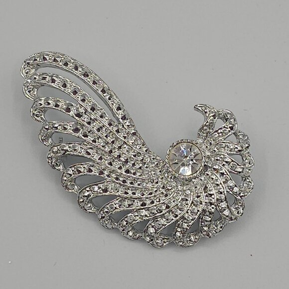 SarahCoventry "Evening Splendor" SilverTone Rhinestone Swirl Elegant Stmt Brooch - Picture 10 of 16